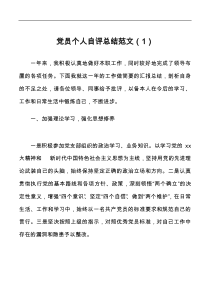 2篇党员个人自评总结民主评议党员个人工作总结