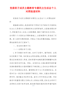 党委班子成员主题教育专题民主生活会个人对照检查材料