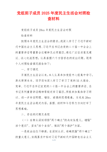党组班子成员2025年度民主生活会对照检查材料