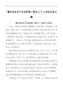 6篇遵守安全生产法当好第一责任人个人活动总结