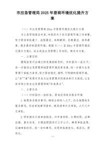 市应急管理局2025年营商环境优化提升方案