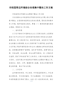 市校园周边环境综合治理集中整治工作方案