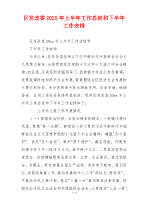 区发改委2025年上半年工作总结和下半年工作安排