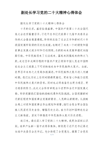 副处长学习党的二十大精神心得体会