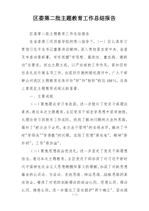 区委第二批主题教育工作总结报告