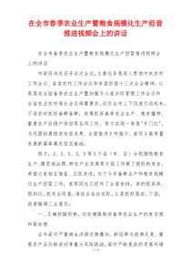 在全市春季农业生产暨粮食规模化生产经营推进视频会上的讲话