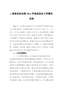 x县综合执法局20XX年食品安全工作情况总结