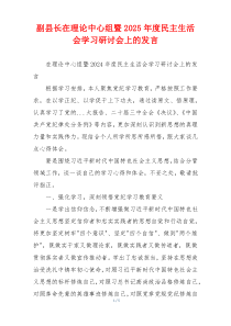 副县长在理论中心组暨2025年度民主生活会学习研讨会上的发言