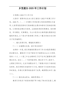 乡党建办2025年工作计划