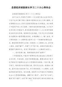 县委组织部副部长学习二十大心得体会