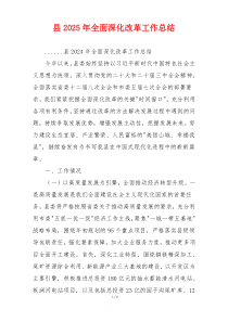 县2025年全面深化改革工作总结