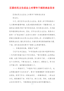 区委在民主生活会上对青年干部的表态发言