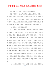 区委常委2025年民主生活会对照检查材料