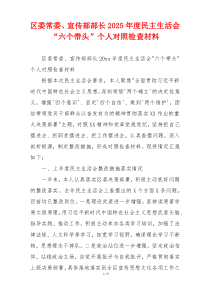 区委常委、宣传部部长2025年度民主生活会“六个带头”个人对照检查材料