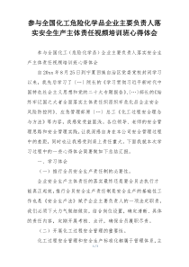 参与全国化工危险化学品企业主要负责人落实安全生产主体责任视频培训班心得体会