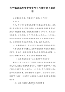 在全镇违规吃喝专项整治工作推进会上的讲话