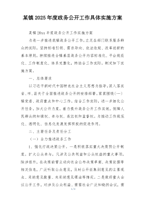某镇2025年度政务公开工作具体实施方案