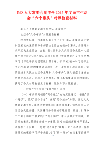 县区人大常委会副主任2025年度民主生活会“六个带头”对照检查材料