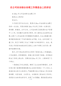 在公司治安综合治理工作推进会上的讲话