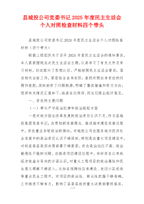 县城投公司党委书记2025年度民主生活会个人对照检查材料四个带头