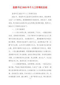 县委书记2025年个人工作情况总结