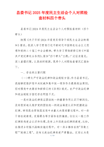 县委书记2025年度民主生活会个人对照检查材料四个带头