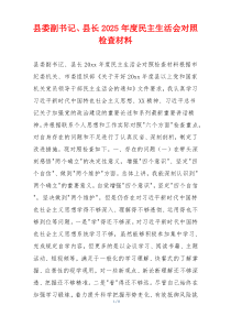县委副书记、县长2025年度民主生活会对照检查材料