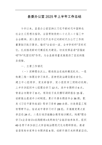 县委办公室2025年上半年工作总结