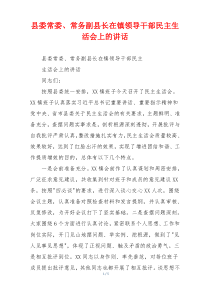 县委常委、常务副县长在镇领导干部民主生活会上的讲话