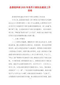 县委组织部2025年党员干部队伍建设工作总结