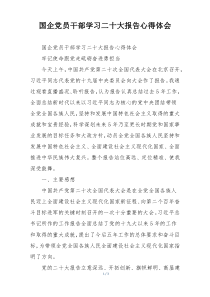 国企党员干部学习二十大报告心得体会