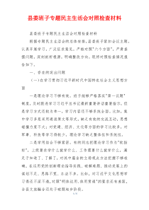 县委班子专题民主生活会对照检查材料