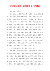 在区政协十届一次常委会议上的讲话