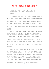 在区第一次总河长会议上的讲话