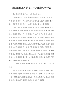 国企金融党员学习二十大报告心得体会