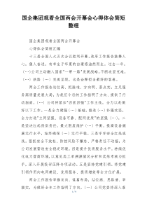 国企集团观看全国两会开幕会心得体会简短整理