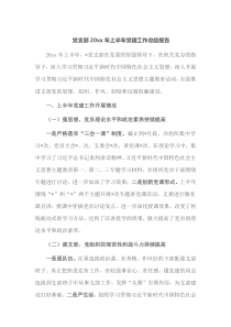 党支部20XX年上半年党建工作总结报告