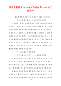 县应急管理局2025年工作总结和2025年工作安排