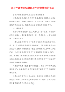 召开严肃换届纪律民主生活会情况的报告