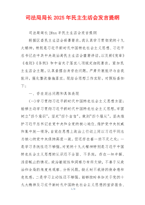 司法局局长2025年民主生活会发言提纲