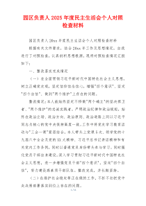 园区负责人2025年度民主生活会个人对照检查材料