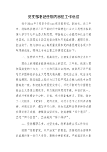 党支部书记任期内思想工作总结