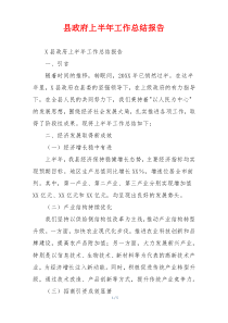 县政府上半年工作总结报告