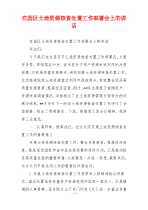 在园区土地资源核查处置工作部署会上的讲话