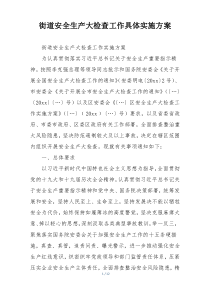 街道安全生产大检查工作具体实施方案