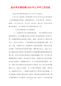 县水旱灾害防御2025年上半年工作总结
