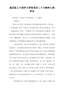 基层组工干部学习贯彻党的二十大精神心得体会