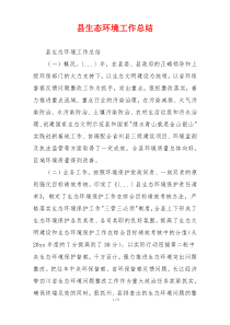 县生态环境工作总结