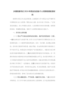 乡镇党委书记2025年民主生活会个人对照检查发言材料