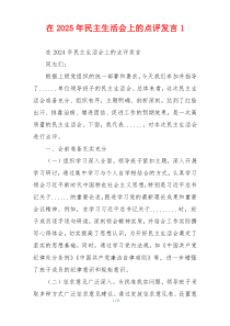 在2025年民主生活会上的点评发言1